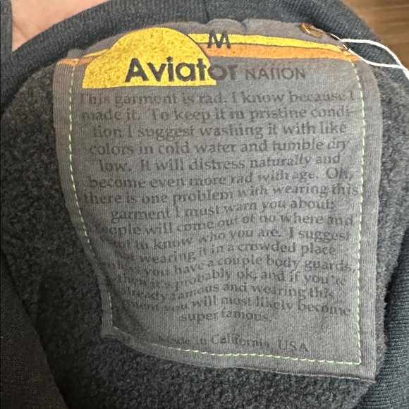 Aviator Nation Logo Pullover Relaxed Hoodie, Charcoal - Picture 7 of 7